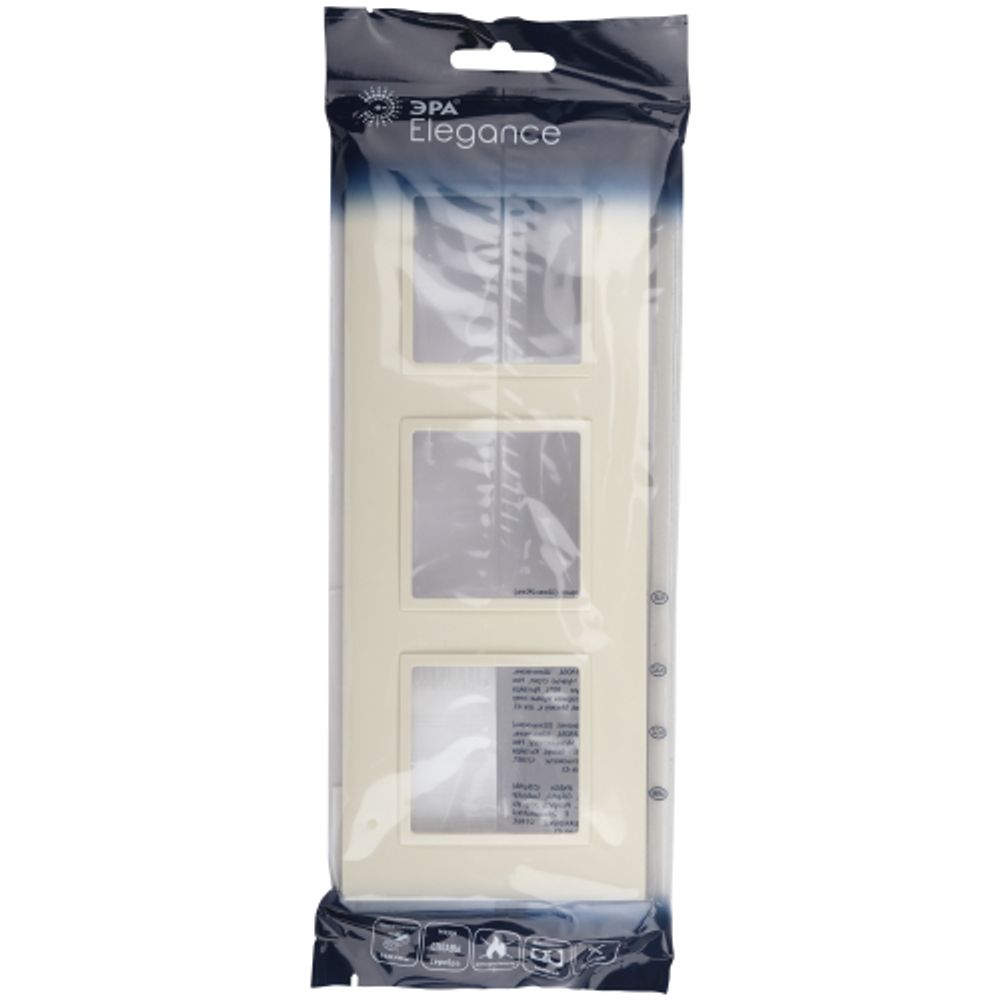 Рамка для розеток и выключателей ЭРА Elegance 14-5013-02 Classic, на 3 поста, слоновая кость