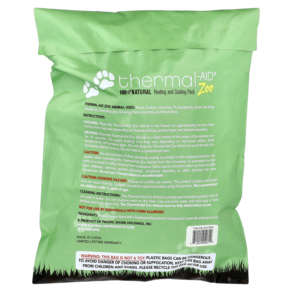Thermal Aid, разогревающая и охлаждающая маска, животных, зеленый медведь, охотник, 1 шт.