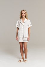 Шорты с кантом из тенселя айвори