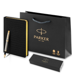 Подарочный набор: Ручка роллер Parker IM Metal Core Brushed Metal GT и Ежедневник недатированный А5 чёрный