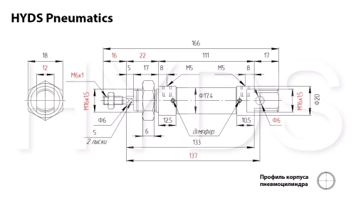 DSNU-16-55-PPV-A Пневмоцилиндр