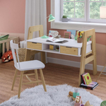 Стол письменный детский, стол парта 2 ящика Чек многоуровневая, с ножками из массива сосны