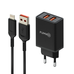 Зарядное устройство FUMIKO CH13 2.4А c Lightning черное