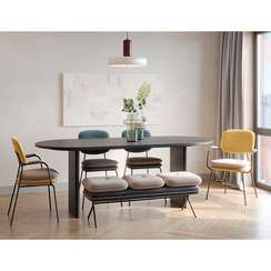 Банкетка Pea, велюр, бежевая/темно-серая