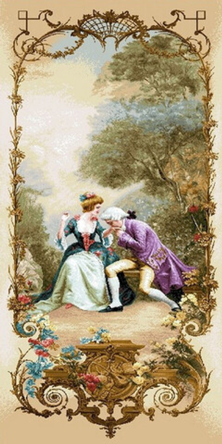 Гобеленовая картина "D. УРОК ЭТИКЕТА" в багетной раме, Россия.