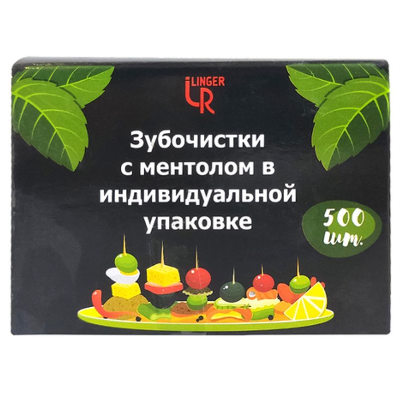 Зубочистка  Россия индивид упаковка полипропилен бамбук ментол  500 шт/уп 50 уп/кор