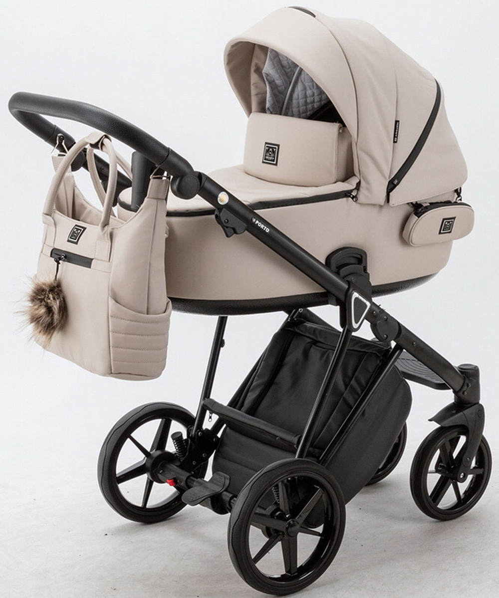 Детская коляска Adamex Porto Deluxe 2 в 1 PO-SA07 (СВ.БЕЖ.КОЖА)