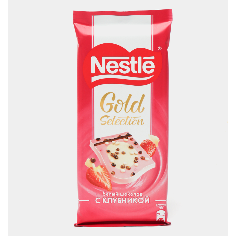 Шоколад белый Nestle Gold Selection с клубникой 85 гр