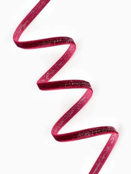 Лента бархатная 6мм, №46 бордовый серебряный люрекс АУ 9626567