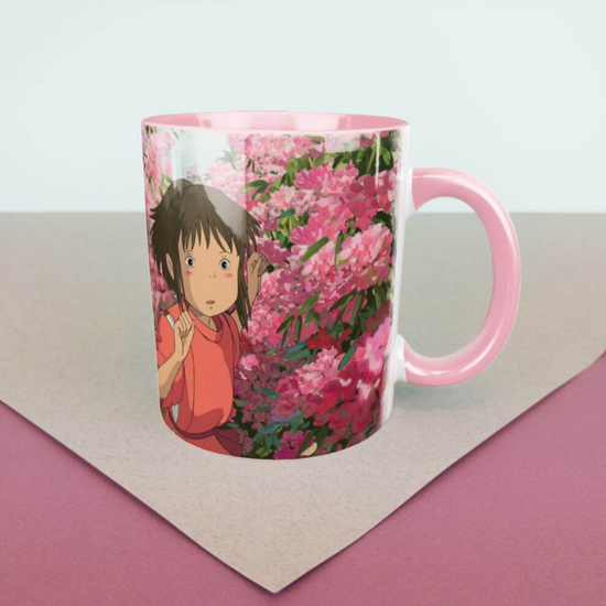 Кружка керамическая объем 330мл, Хаяо Миядзаки Унесенные призраками. Тихиро (розовая)