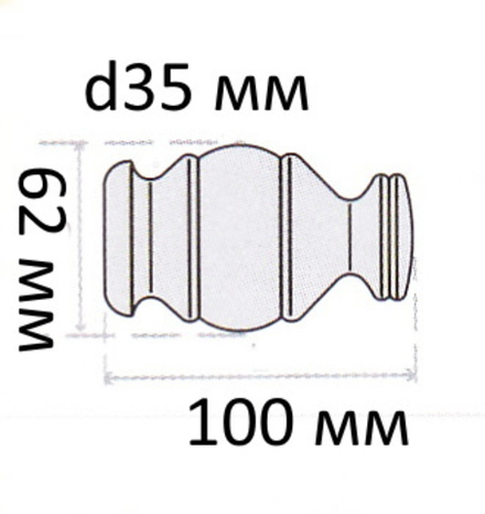 Наконечники деревянные "Винтаж Стандарт" d35 мм, цвет черный с серебром
