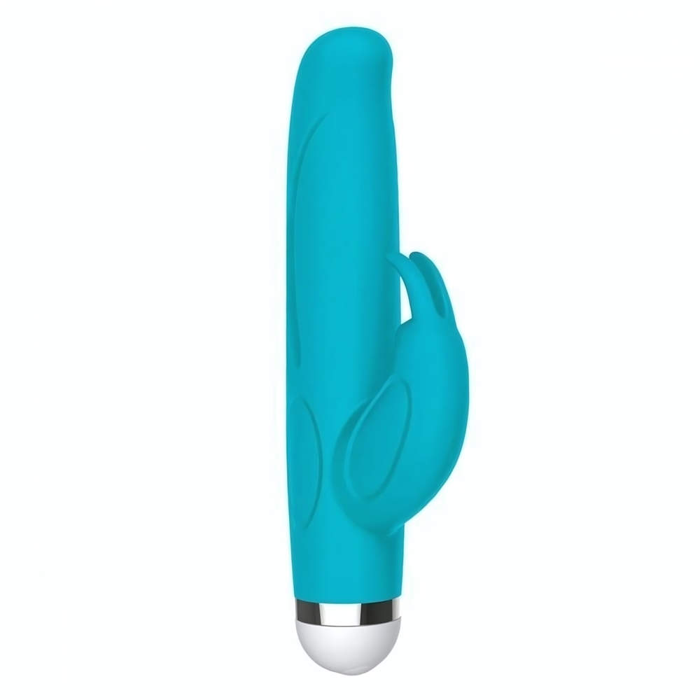 Голубой вибратор-кролик The Mini Rabbit - 13,9 см. (Цвет: голубой)