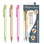 Карандаш-автомат 0.5мм. пластик, колпачок с ластиком,трехгр.корпус, ассорти TSP3263-1 (Профи-Стиль)