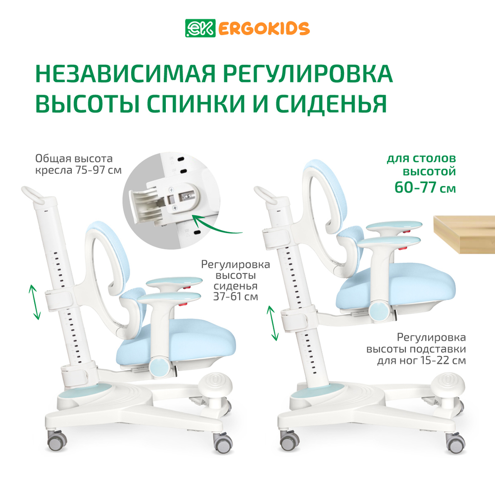 Стул для школьника Ergokids Stanford c подлокотниками