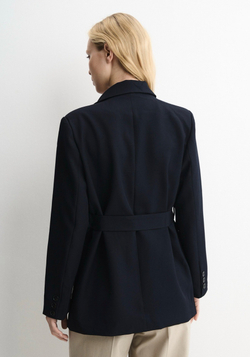 Классический пиджак с поясом синий