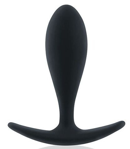 Черная силиконовая анальная пробка - 9,5 см.