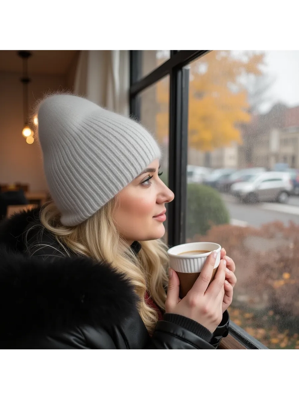 шапка ангора зимняя пушистая вязаная модная