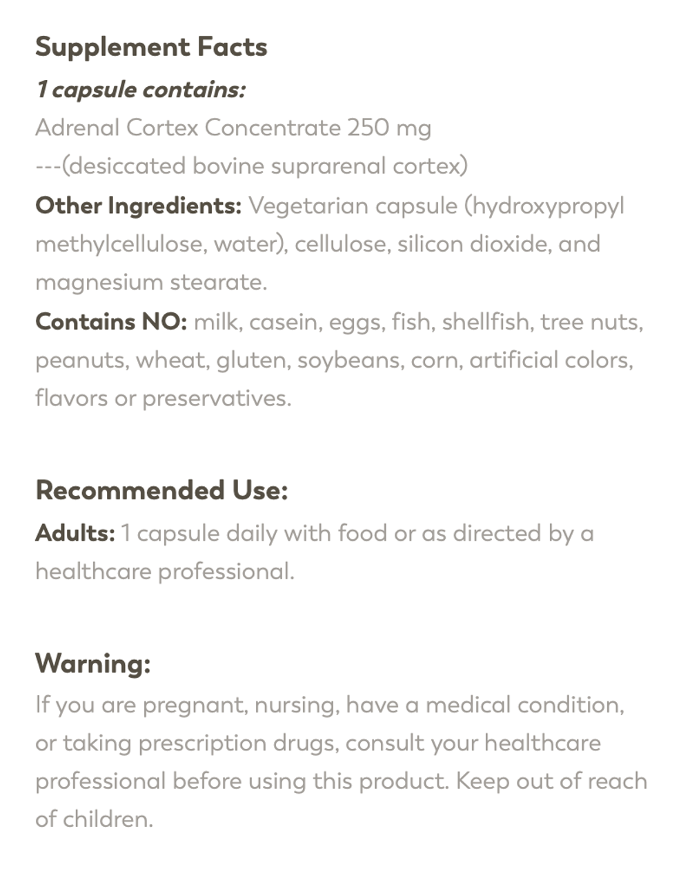 Klaire Labs - Adrenal Cortex 120 capsules