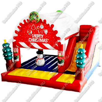 Коммерческий надувной батут "Рождественский" с крышей