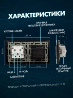 Сенсорный выключатель двухклавишный с розеткой для дома