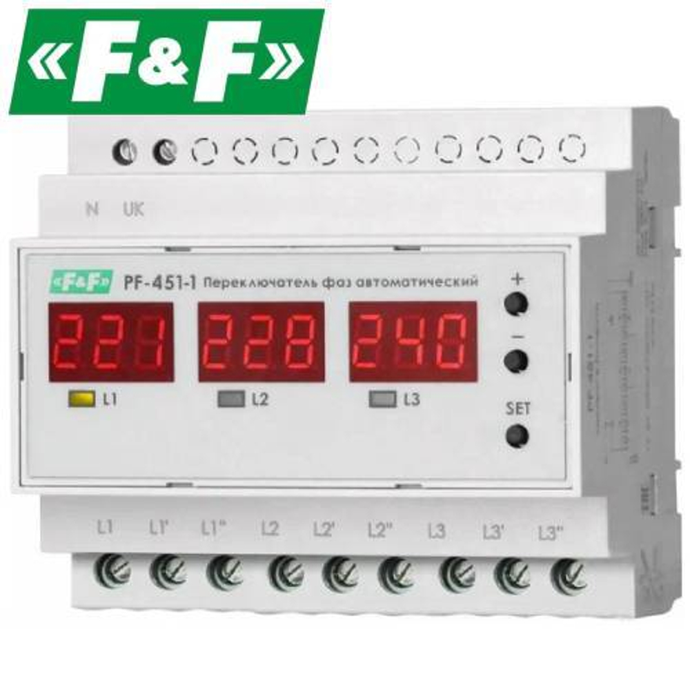 Переключатель фаз автоматический (F&F) PF-451-1/ 63A