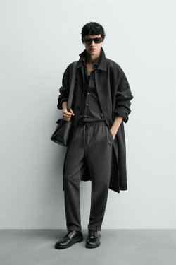 ZARA БРЮКИ-ДЖОГГЕРЫ NON IRON КОМФОРТНОЙ ПОСАДКИ, МАРЕНГО МЕЛАНЖ