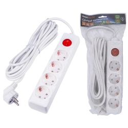 S-GCU4-5B WHITE Удлинитель серии Ultra. шнур 5м.. 4 гнезда. 16A. с-з. Белый. TM Uniel