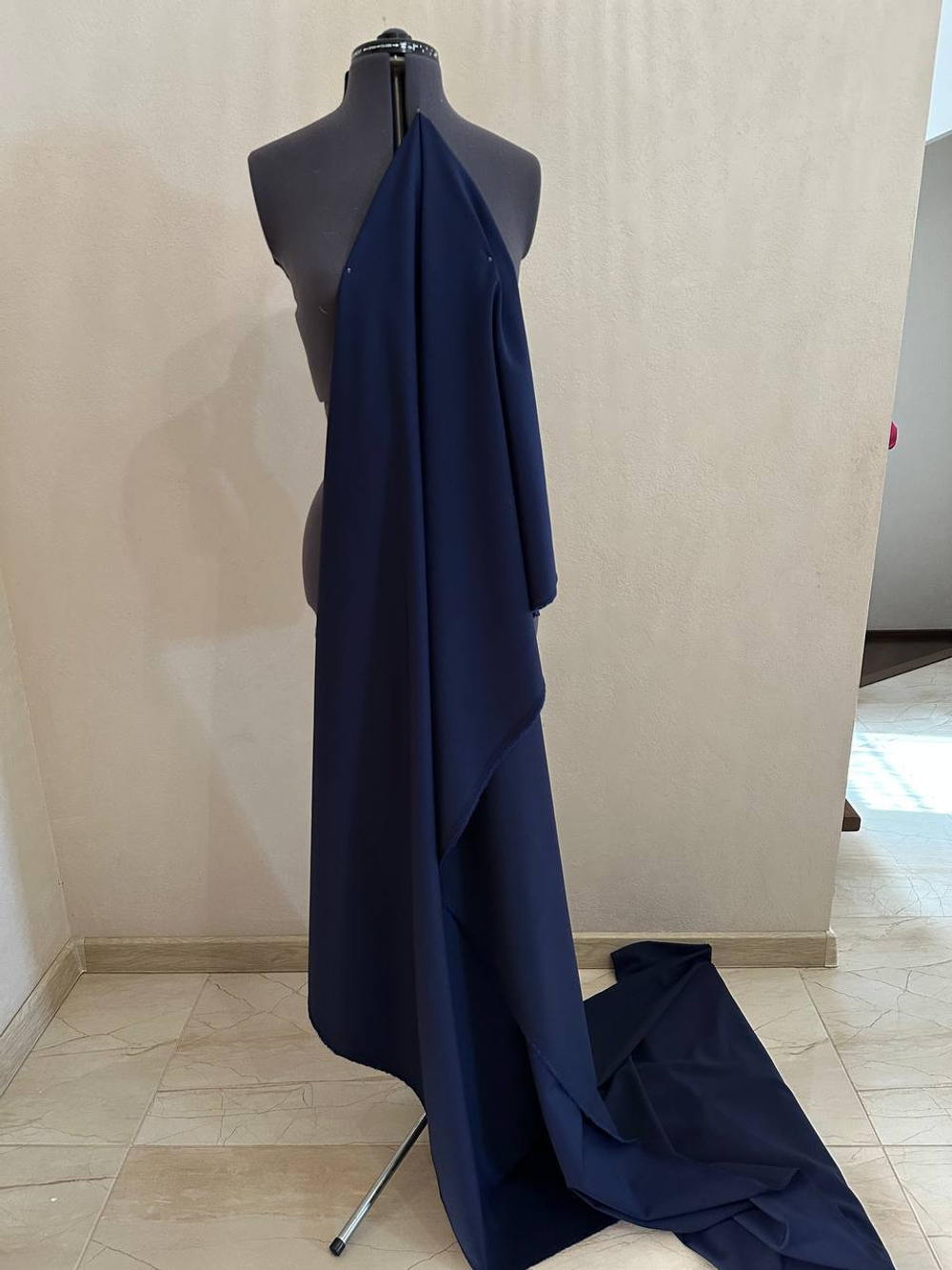 Костюмно-плательная однотонная шерсть (Marzotto, 100%шерсть, Чернильный синий, 152, 280 гр/м2)