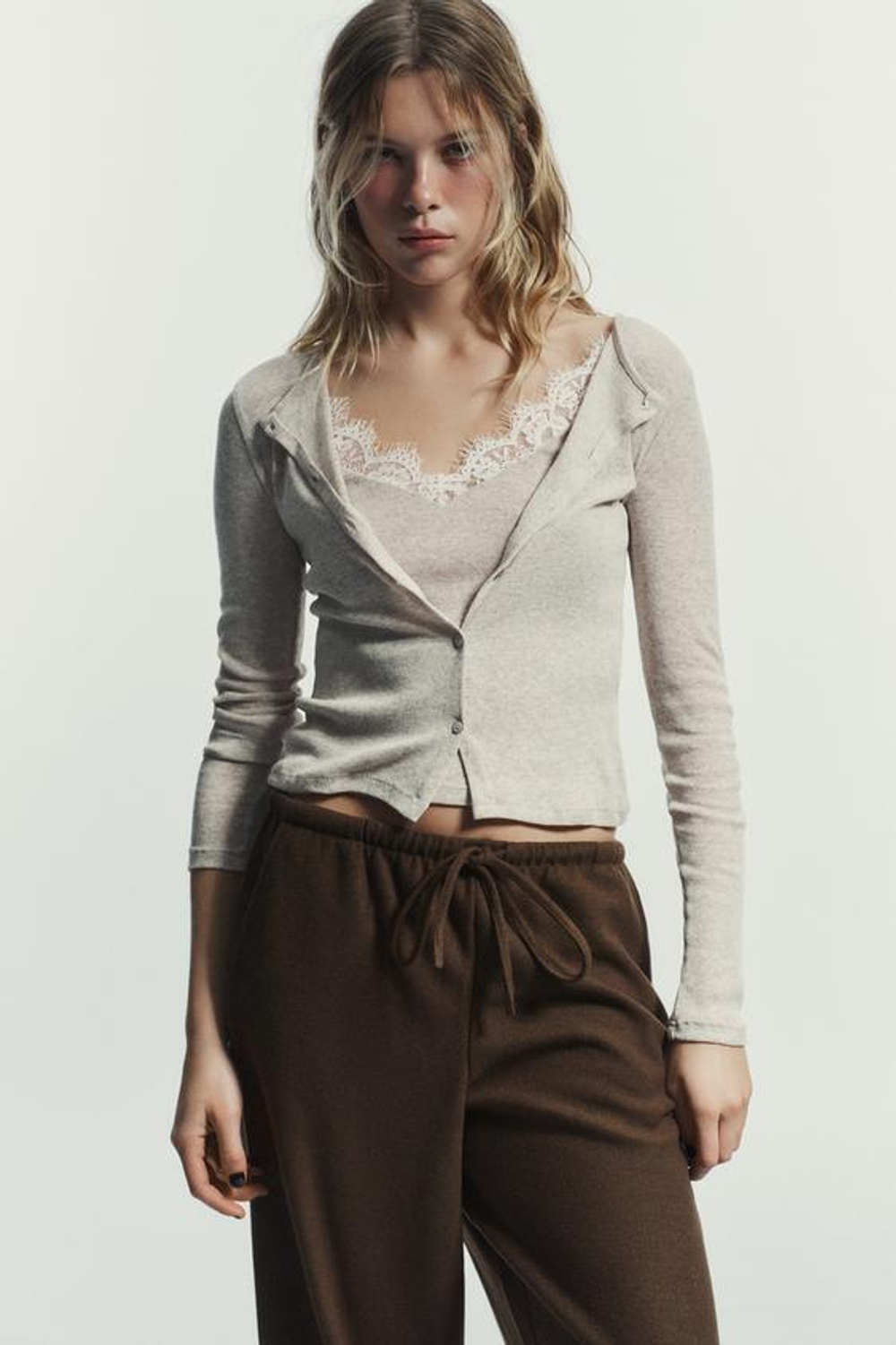 ZARA БРЮКИ ПАЛАЦЦО С ЗАВЯЗКАМИ, КОРИЧНЕВЫЙ