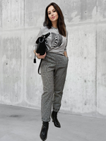 21402 Брюки женские классические джерси серая клетка (60-158)