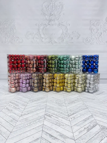 Набор пластиковых шаров Гамма 46 шт, серебро, Christmas DeLuxe (88021)