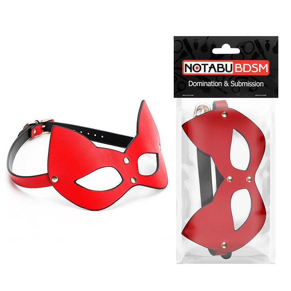 Красно-черная игровая маска с ушками (Цвет: красный с черным)