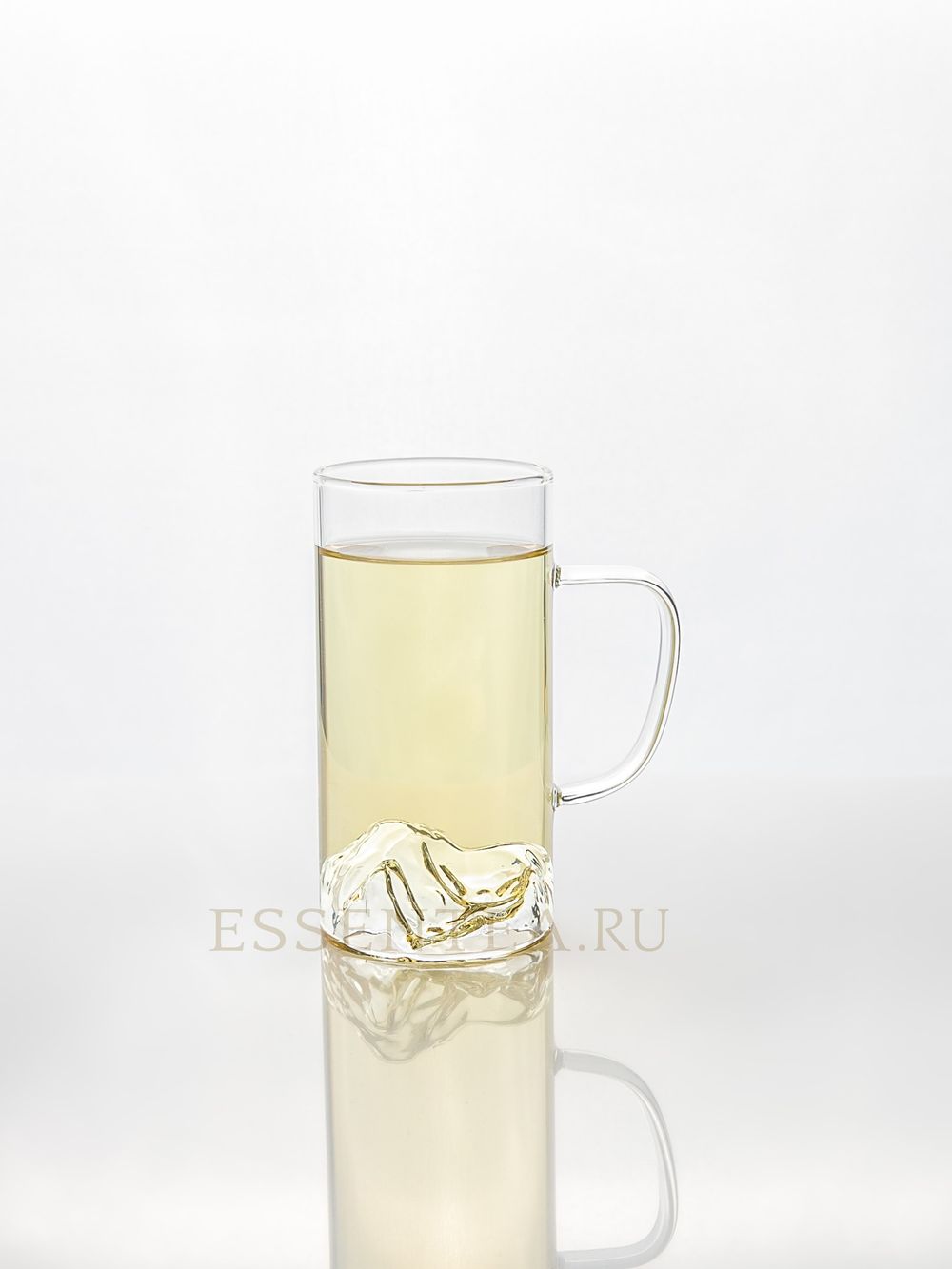 Чашка стеклянная "Шан" с рифленым рисунком и стеклянной ручкой 250 мл