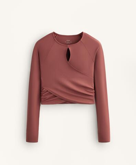 Oysho Лонгслив Comfortlux, линялый махагон