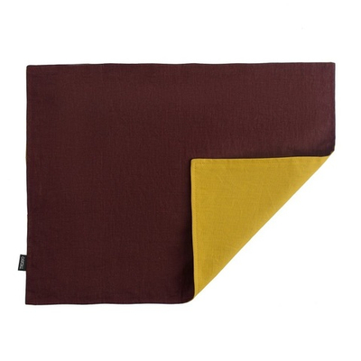 Салфетка под приборы из умягченного льна с декоративной обработкой бордовый/горчица essential, 35х45
