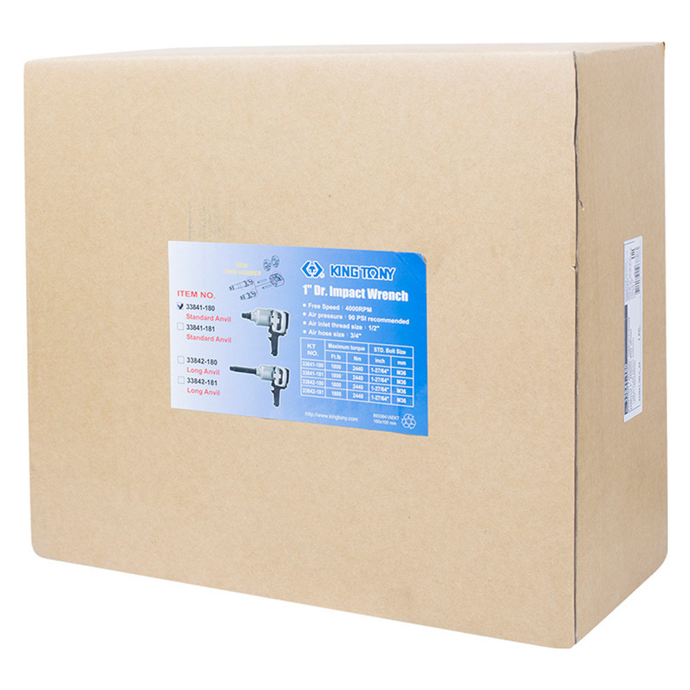 KING TONY (33841-180) Гайковерт пневматический ударный 1", 2440 Нм