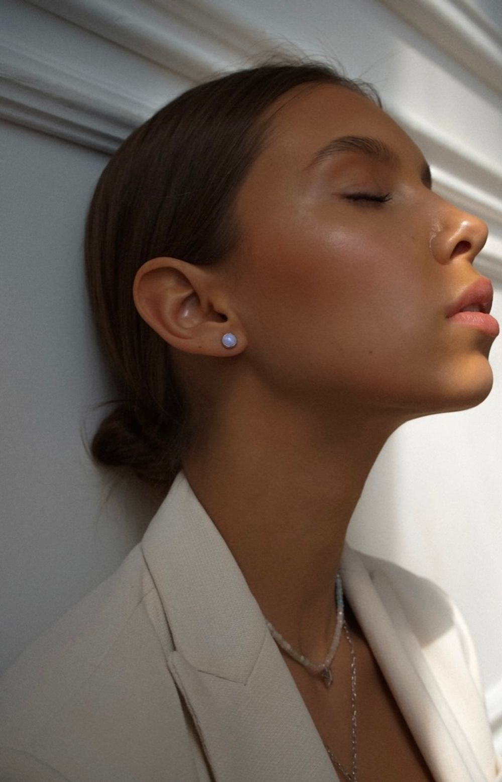 Пусеты мини Sunset с лавандовым агатом