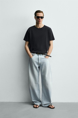 ZARA ДЖИНСЫ BALLOON FIT, ГОЛУБОЙ