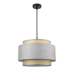 8043/1 MODERNI LN26 338 черный/серый/бежевый, металл/текстиль/ротанг Подвесной светильник Е27 1*60W 220V LAUNA