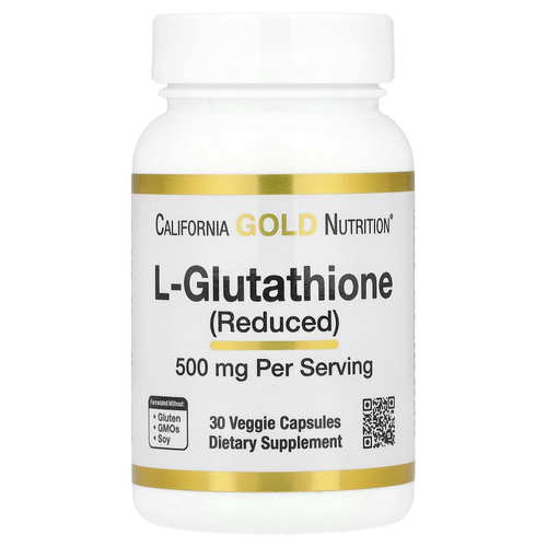 California Gold Nutrition, L-глутатион (восстановленный), 500 мг, 30 растительных капсул
