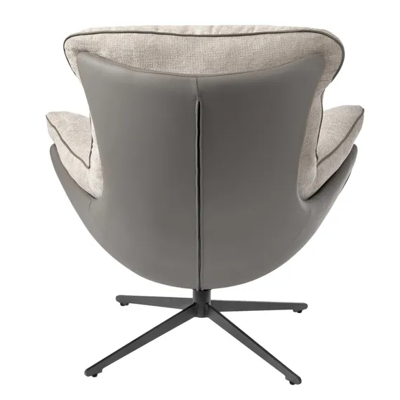 Кресло Hugo светло-серая экокожа, шенилл