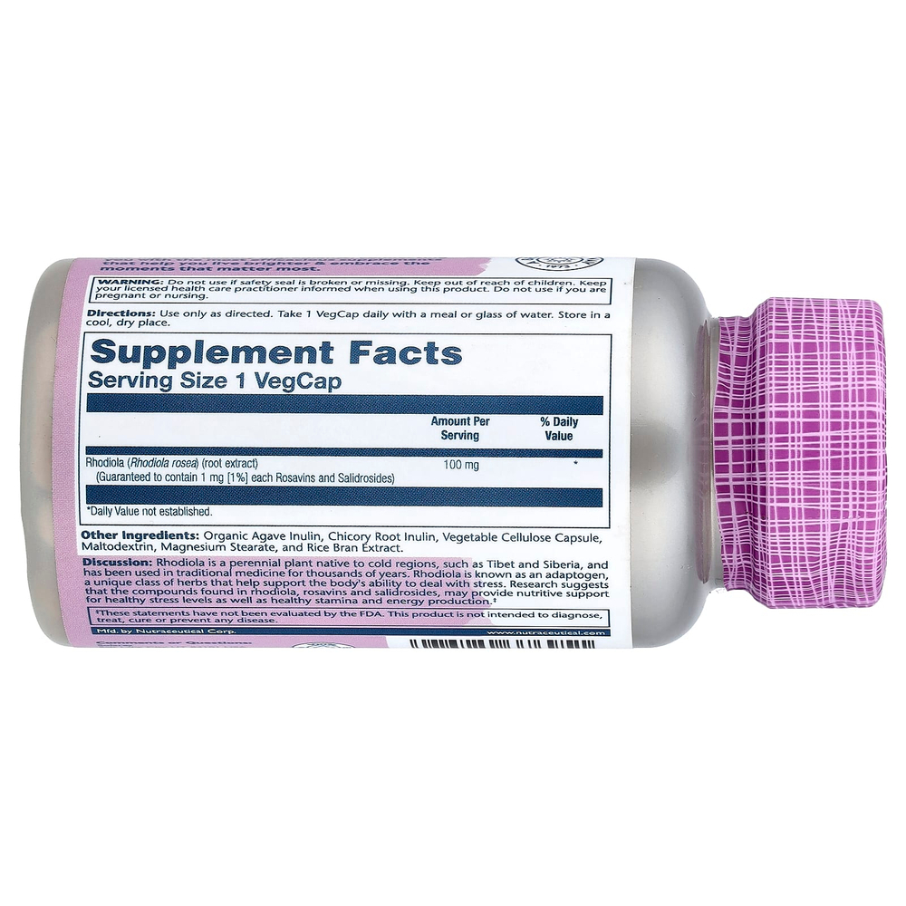 Solaray, Vital Extracts, родиола, 100 мг, 30 растительных капсул