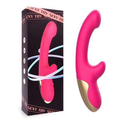 Розовый изогнутый вибромассажер - 20,3 см. (Цвет: розовый)