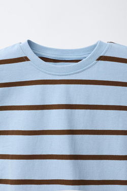 ZARA НАБОР ИЗ ТРЕХ ФУТБОЛОК В ПОЛОСКУ И ОДНОТОННЫХ, КОРИЧНЕВЫЙ