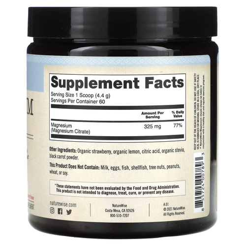NatureWise, магний, со вкусом клубники, 325 мг, 264 г (9,3 унции)