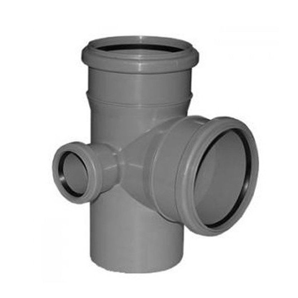 Крестовина ПП (полипропилен) для канализации (полипропилен) для канализации двухплоскостная левая Дн 110-110-50, с уплотнительным кольцом
