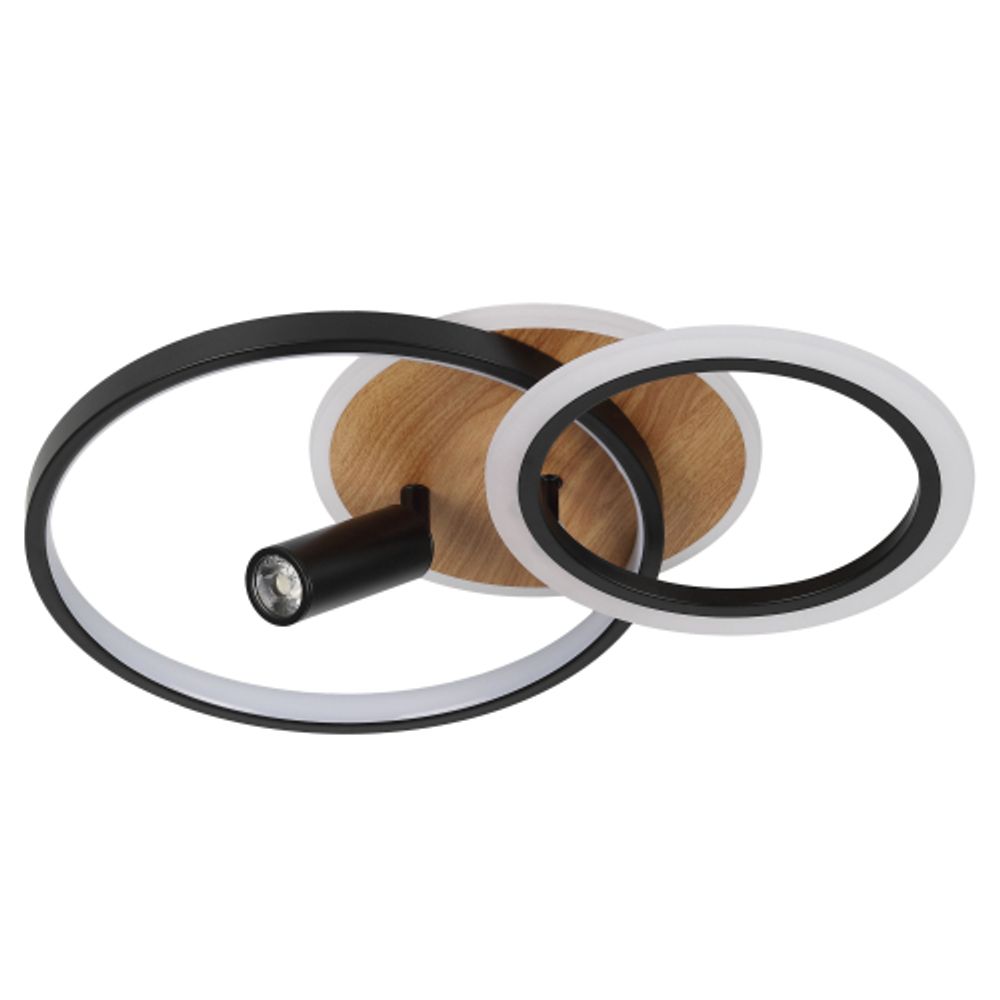 Светильник потолочный светодиодный ЭРА Модерн Rondo CLL-1 85W 3K-6,5K RC BK с ДУ черный-дерево