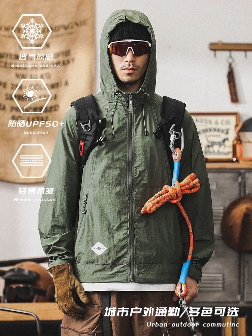 Тонкая солнце защитная мужская ветровка.