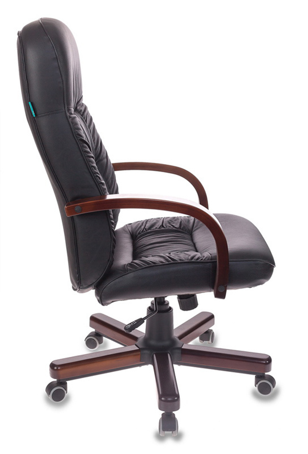 Кресло руководителя Бюрократ T-9908/WALNUT, черное, кожаное