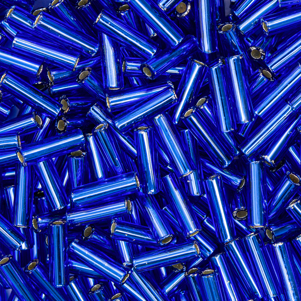 Японский бисер TOHO Bugle (стеклярус) 6mm (№28), с внутренним серебрением, прозрачный